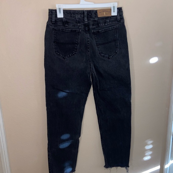 Black denim Riders Jeans cut off straight raw hem 90s pants punk vibe streetwear - Picture 4 of 12